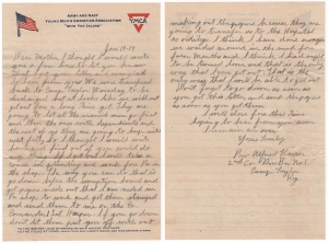 Letter dated 19 January 1919 from Alfred to his mother