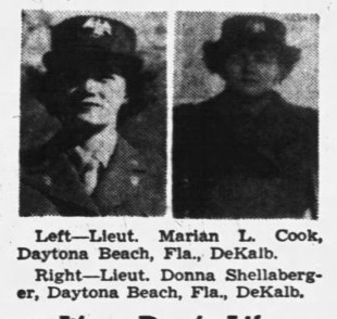 WAC Lieut. Marian Cook and Donna Shellaberger (Photos: Daily Chronicle, 20 Mar 1943, p. 3, clipped from Newspapers.com)